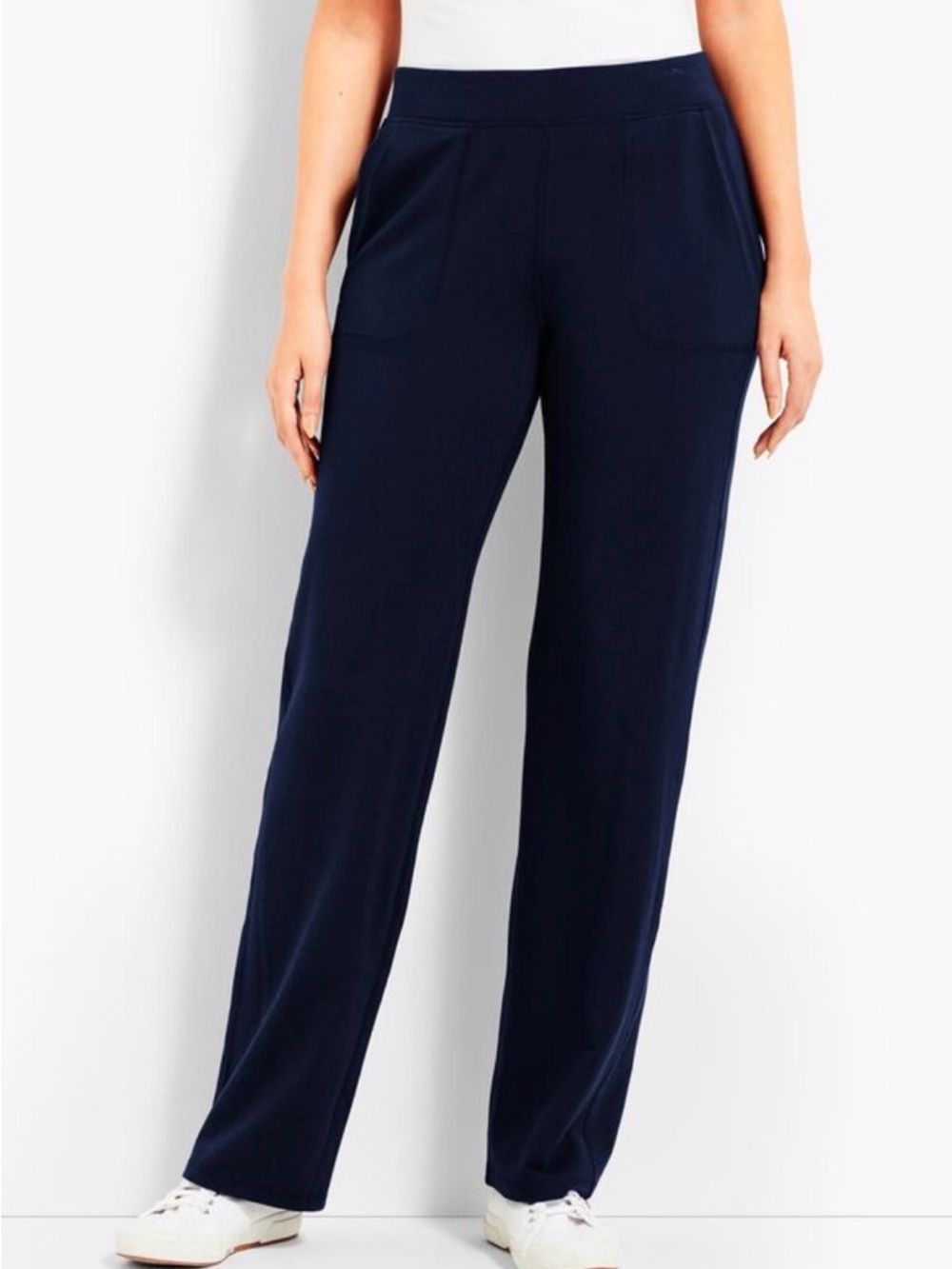 Talbots Navy Pull-On Wide-Leg Pants